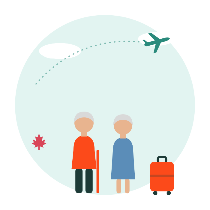 Grandparents arriving in Canada for a visit